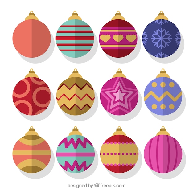 Gratis vector flat kerstballen collectie