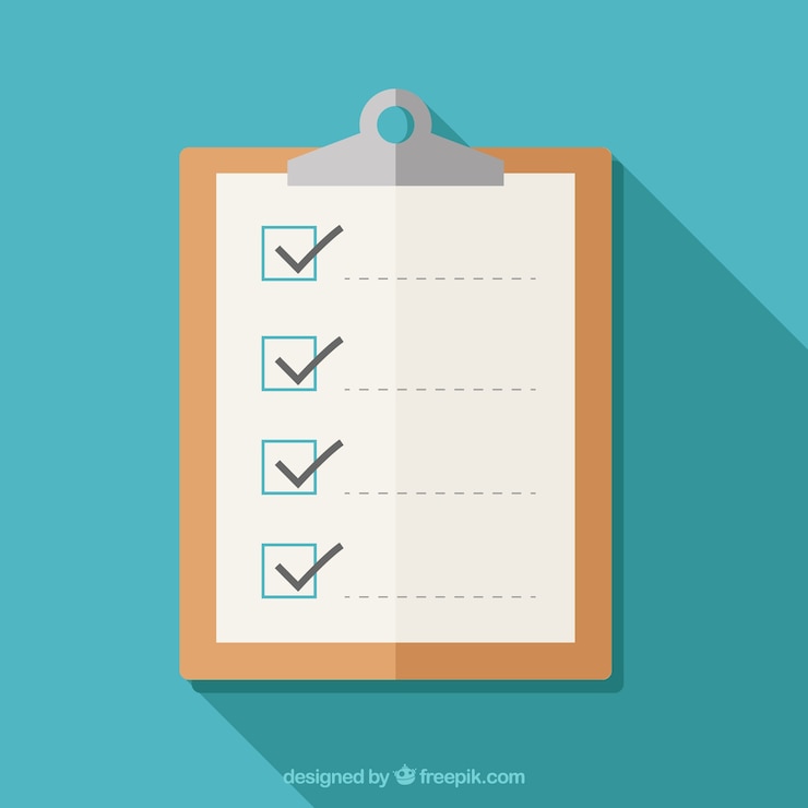 Gratis Vector flat klembord met checklist