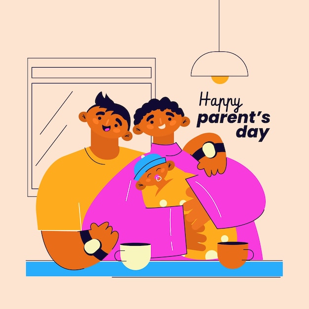Gratis vector flat koreaanse ouders dag viering illustratie