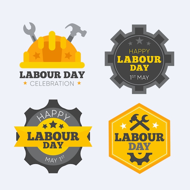 Gratis vector flat labeldag badge pack