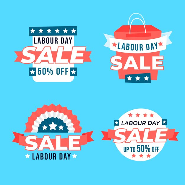 Flat Labor Day Sale etiketten collectie