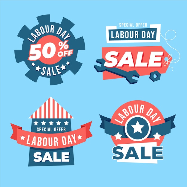 Flat Labor Day Sale etiketten collectie