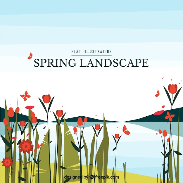 Gratis vector flat lente landschap