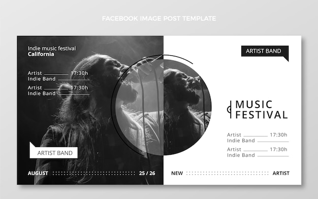 Gratis vector flat minimal music festival facebook bericht