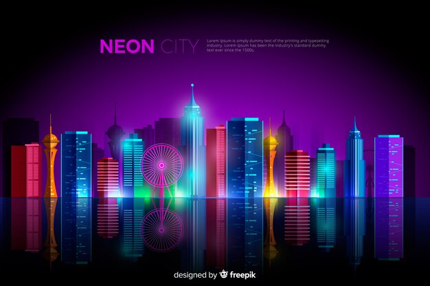 Flat Neon City achtergrond