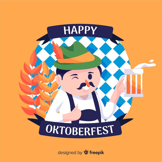 Gratis vector flat oktoberfest met gelukkig man een toast geven