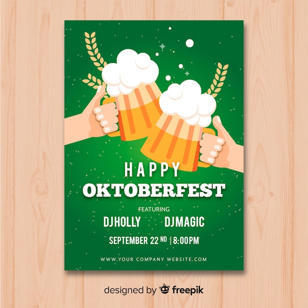 Flat oktoberfest poster mockup