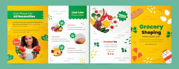 Flat-ontwerp brochure voor supermarkten