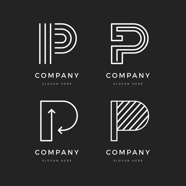 Flat p logo templates-collectie