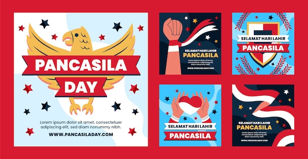 Gratis vector flat pancasila day instagram posts collectie