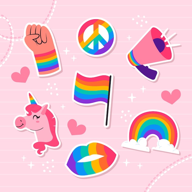 Gratis vector flat pride-maand lgbt-elementencollectie