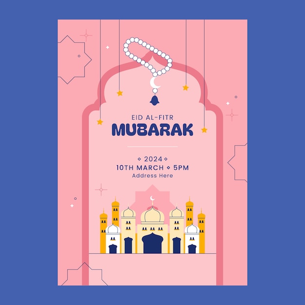 Gratis vector flat ramadan poster flyer sjabloon