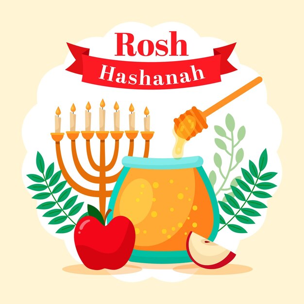 Flat rosh hashanah concept