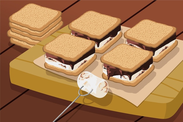 Gratis vector flat s'mores dessert geïllustreerd