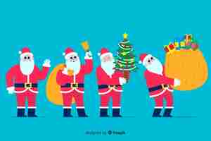 Gratis vector flat santa claus-tekenset