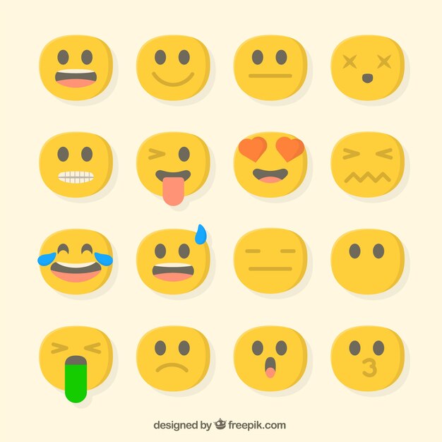 Flat set van decoratieve emojis