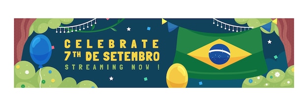 Gratis vector flat sete de setembro twitch banner