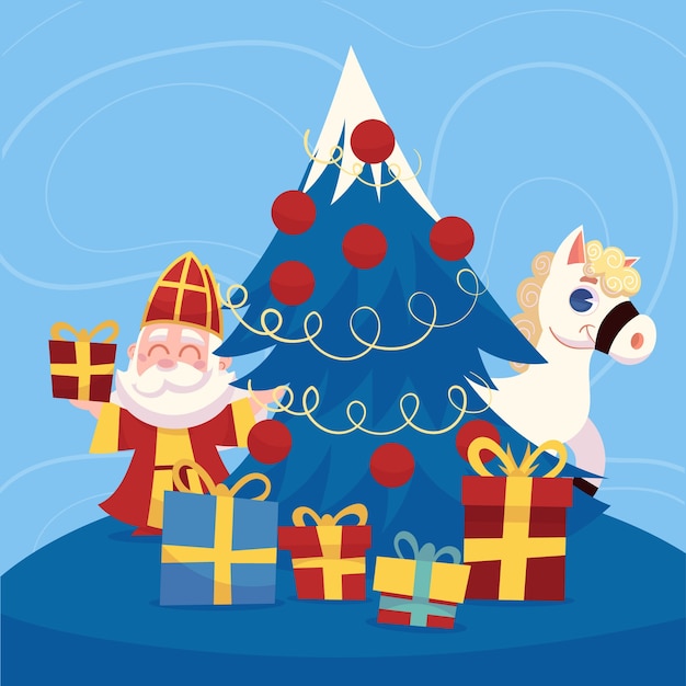 Gratis vector flat sinterklaas illustratie