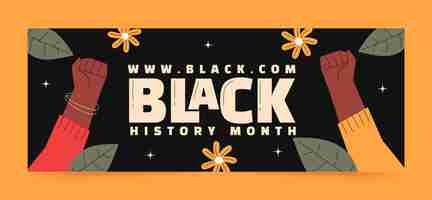 Gratis vector flat social media cover template voor de black history month viering