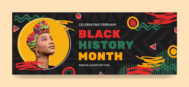 Gratis vector flat social media cover template voor de black history month viering