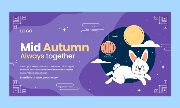 Flat social media promo sjabloon voor het Chinese Mid-Autumn Festival