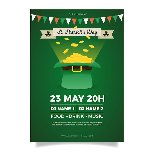 Gratis vector flat st. patricks dag poster sjabloon