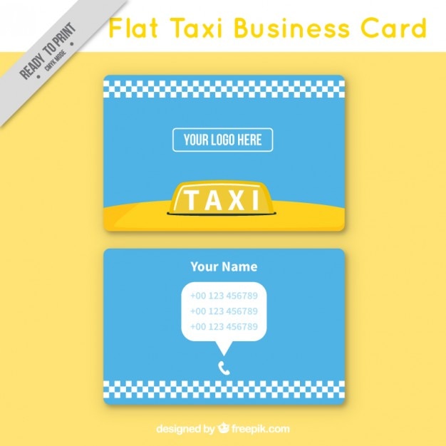 Gratis vector flat taxi visitekaartje, minimalistische stijl