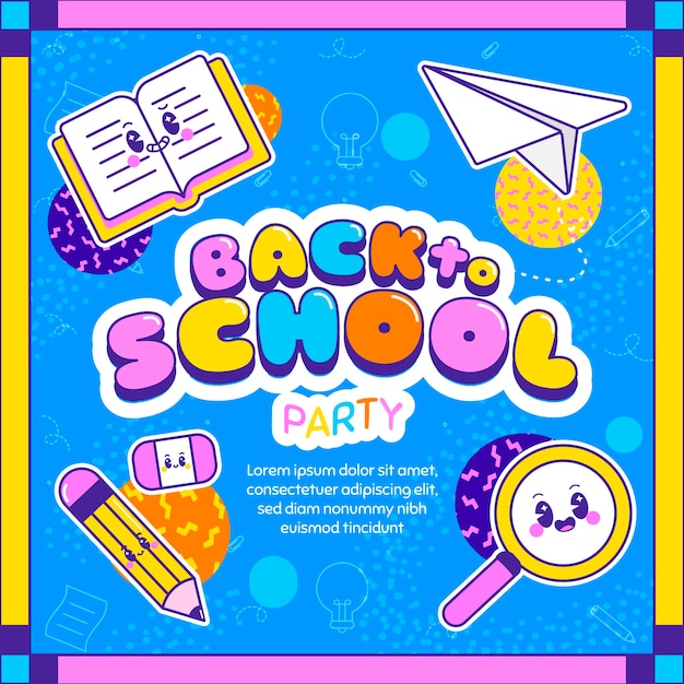 Gratis vector flat terug naar school feest illustratie