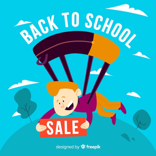 Gratis vector flat terug naar school verkoop achtergrond