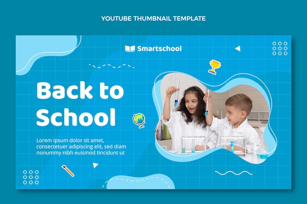 Gratis vector flat terug naar school youtube-miniatuursjabloon