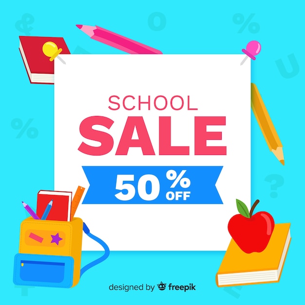 Gratis vector flat terug naar schoolverkoop