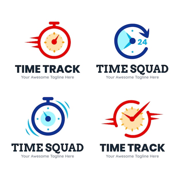 Gratis vector flat time logo collectie