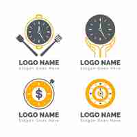 Gratis vector flat time logo collectie