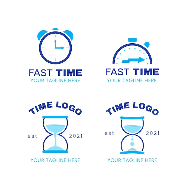 Gratis vector flat time logo collectie