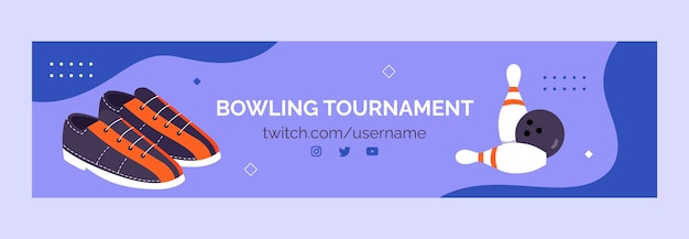 Flat twitch-bannersjabloon voor bowlingspel