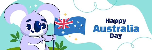 Flat twitter header sjabloon voor de Australische nationale dag viering