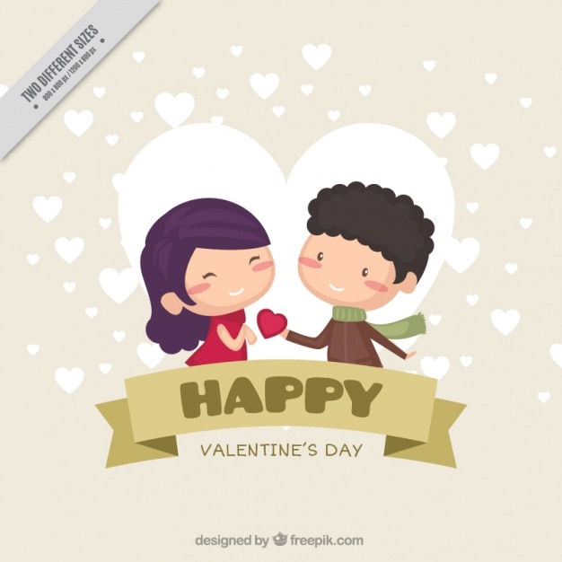 Flat valentijn achtergrond met glimlachend paar