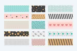 Gratis vector flat washi tape-collectie