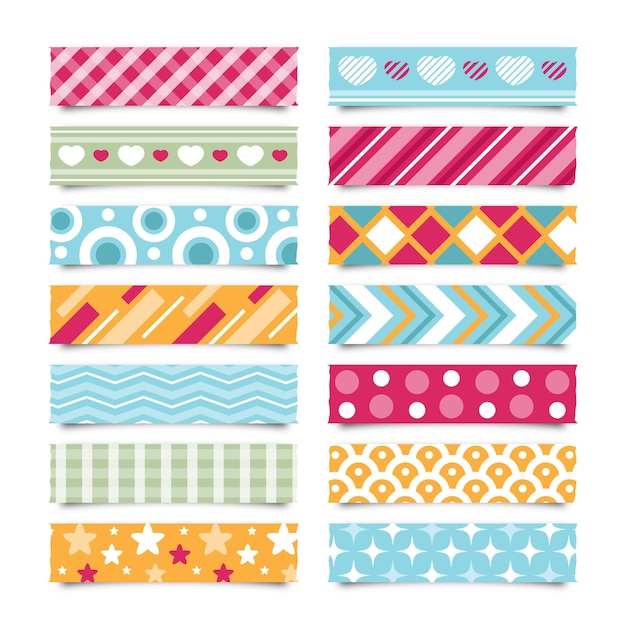 Gratis vector flat washi tape-collectie