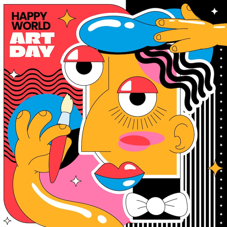Gratis Vector flat wereld kunst dag illustratie