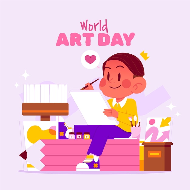 Gratis vector flat wereld kunst dag illustratie