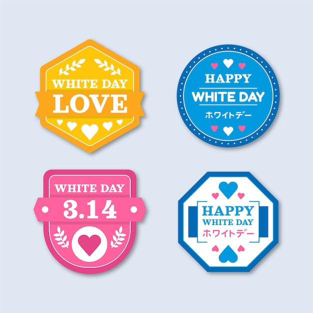 Gratis vector flat white day labels collectie