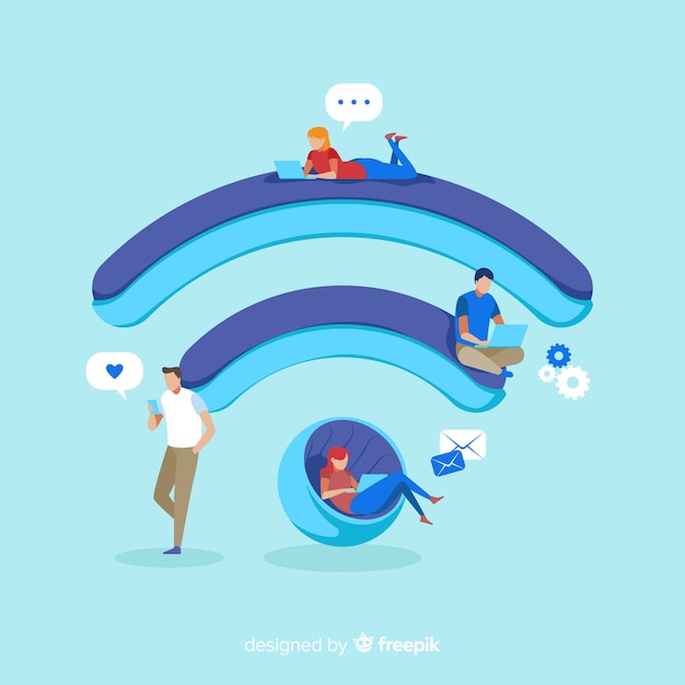 Gratis vector flat wifi-concept