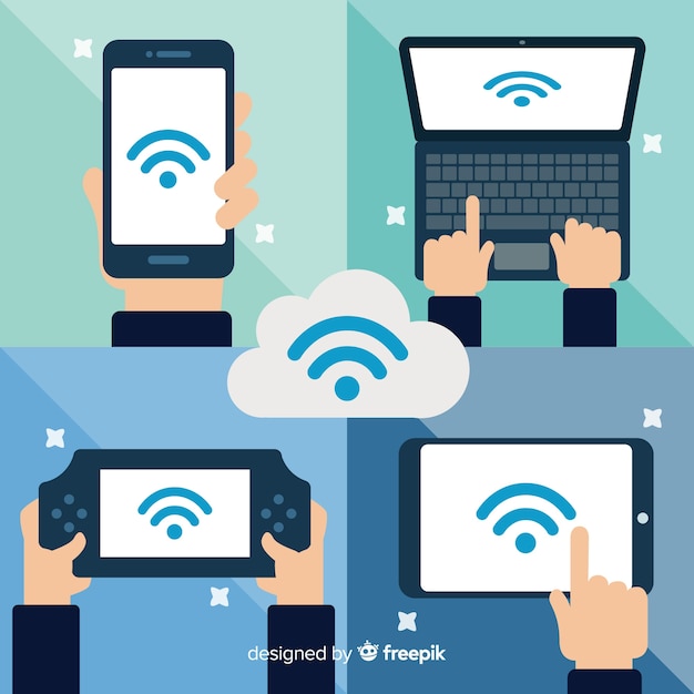 Gratis vector flat wifi-concept