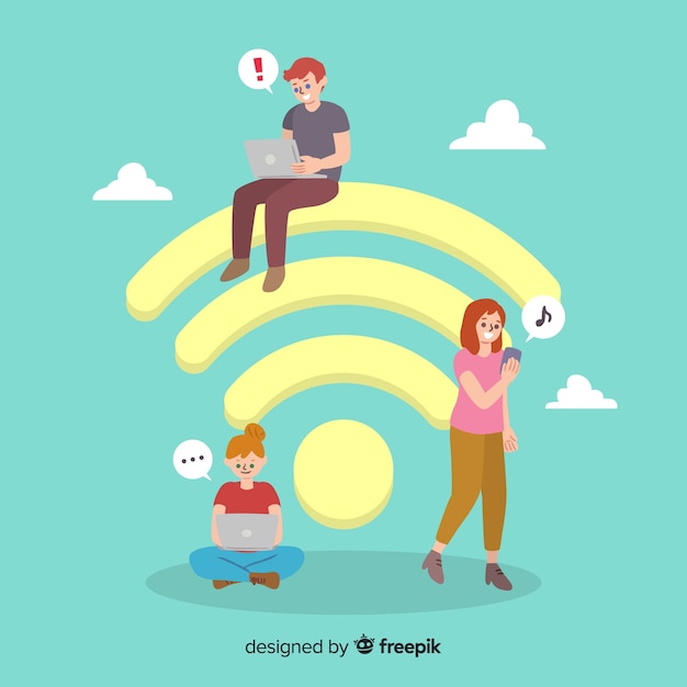 Gratis vector flat wifi-concept