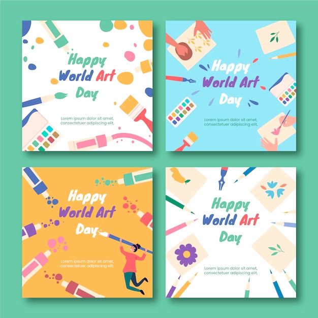 Flat world art day instagram posts collectie