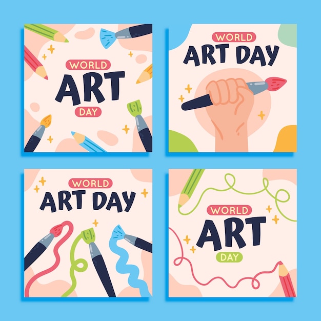 Flat world art day instagram posts collectie