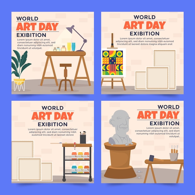 Flat world art day instagram posts collectie