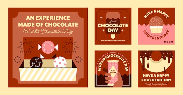 Flat world chocolate day instagram posts collection