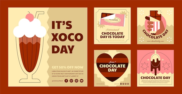 Flat world chocolate day instagram posts collection